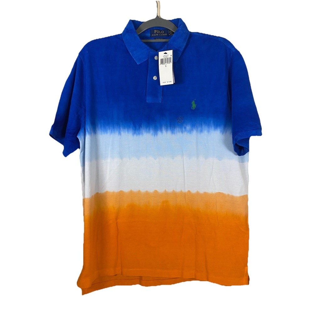 NEW Polo Ralph Lauren Polo Shirt!  Blue White Orange Hombre Tie Dye‎ Style